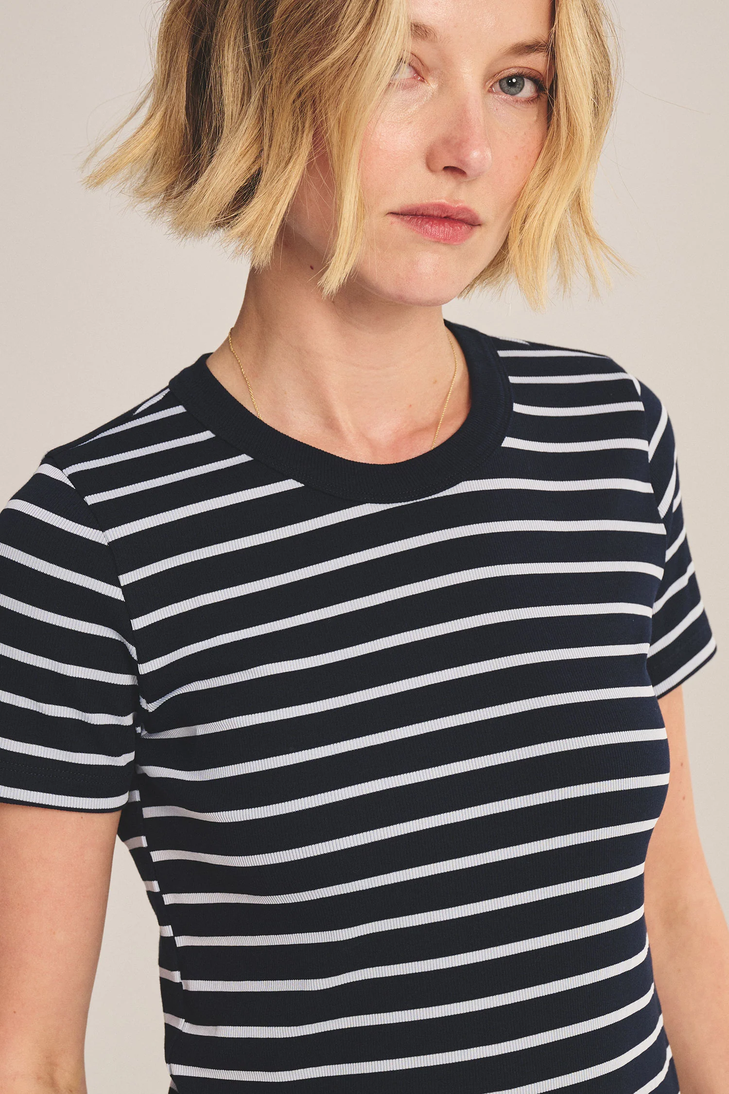 VELVET - STRIPE RIB & POPLIN MIX MEDIA TOP BRENDA07 - Image 4