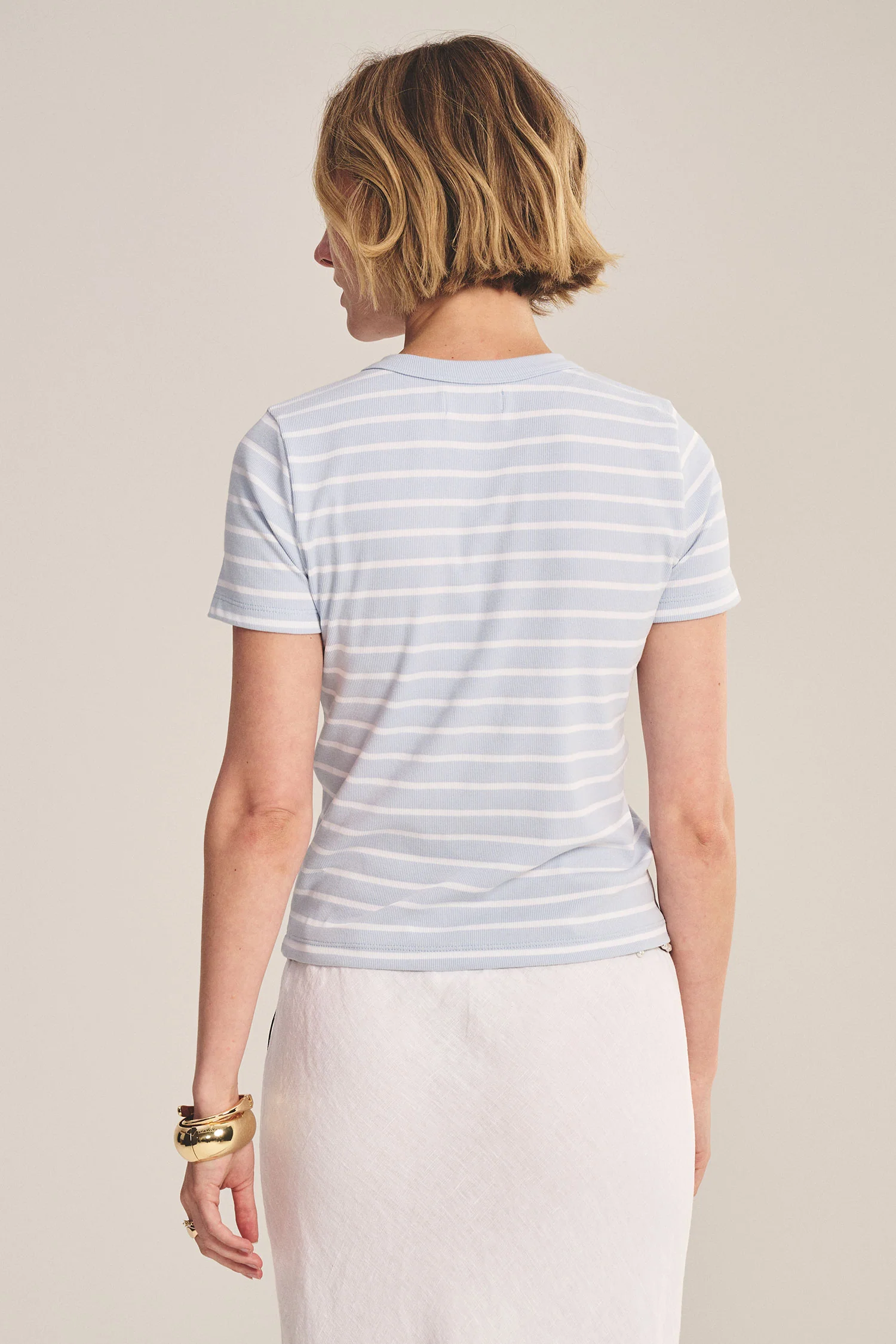 VELVET - STRIPE RIB & POPLIN MIX MEDIA TOP BRENDA07 - Image 7
