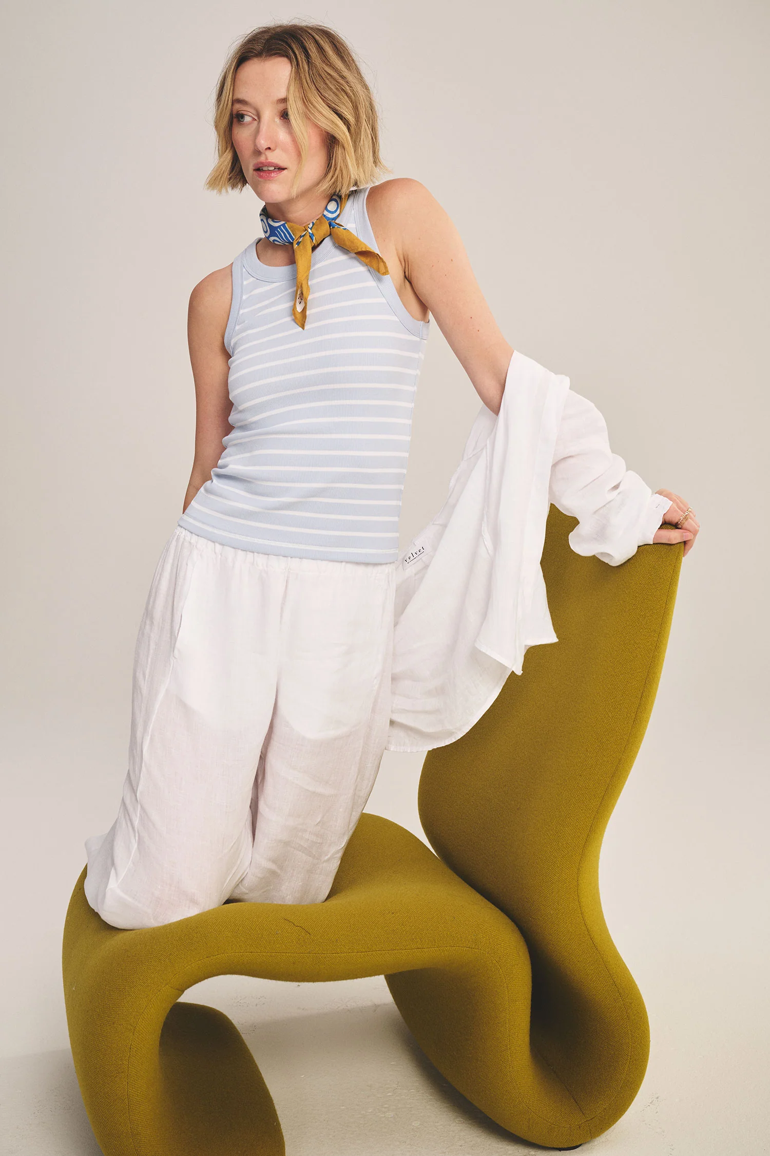 VELVET - STRIPE RIB & POPLIN MIX MEDIA TOP MORIE07 - Image 7