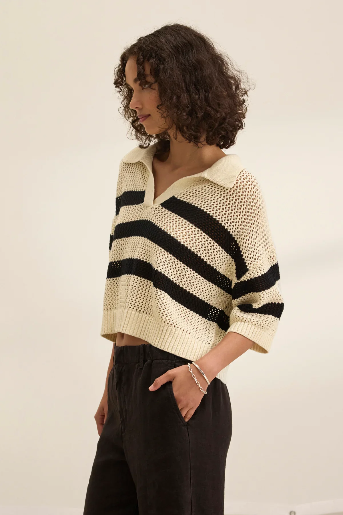 VELVET- Women's york cotton cashmere mesh sweater polo - Image 5